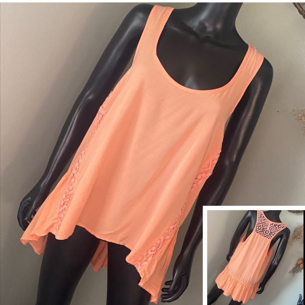 Eyeshadow Peach Lace-Accent Tank Top NWTs